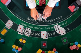 Overhead,View,Of,A,Casino,Black,Jack,Table
